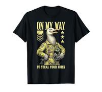 Funny Silly Seagull Fighter Pilot Bird Roba Tus Papas Fritas Camiseta