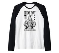 Funny Silly Seagull Fighter Pilot Bird Roba Tus Papas Fritas Camiseta Manga Raglan