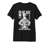 Funny Silly Seagull Fighter Pilot Bird Roba Tus Papas Fritas Camiseta Premium
