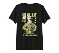Funny Silly Seagull Fighter Pilot Bird Roba Tus Papas Fritas Camiseta Premium