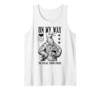 Funny Silly Seagull Fighter Pilot Bird Roba Tus Papas Fritas Camiseta sin Mangas
