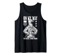 Funny Silly Seagull Fighter Pilot Bird Roba Tus Papas Fritas Camiseta sin Mangas