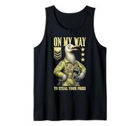 Funny Silly Seagull Fighter Pilot Bird Roba Tus Papas Fritas Camiseta sin Mangas