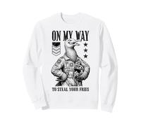 Funny Silly Seagull Fighter Pilot Bird Roba Tus Papas Fritas Sudadera