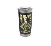 Funny Silly Seagull Fighter Pilot Bird Roba Tus Papas Fritas Vaso térmico de acero inoxidable de doble pared