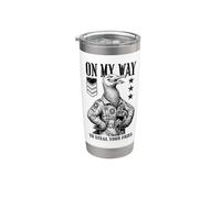 Funny Silly Seagull Fighter Pilot Bird Roba Tus Papas Fritas Vaso térmico de acero inoxidable de doble pared