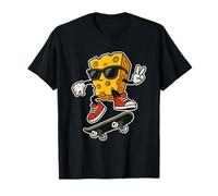 Funny Skateboarding Cheese Cartoon Quirky Skater Humor Camiseta