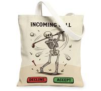 Funny Skeleton Golf Quote Player - Bolsa de lona vintage de 33 x 38 cm | Divertido esqueleto humorístico, arte de bocetos de tinta vintage, temática deportiva de golf, bolsa de tela ligera