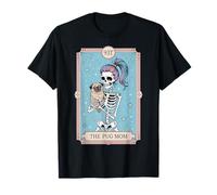 Funny Skeleton Halloween Pug Mom Tarot Card Witchy Vibes Camiseta