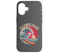 Funny Skeleton Surfing o Die Surfer Dia De Los Muertos Surf Carcasa para iPhone 16