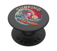 Funny Skeleton Surfing o Die Surfer Dia De Los Muertos Surf PopSockets PopGrip Adhesivo