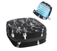 Funny Skeletons with Various Dances - Bolsa de almacenamiento de servilletas sanitarias, bolsa grande para copa menstrual con cremallera, bolsa de almohadillas para el período, para guardar panty