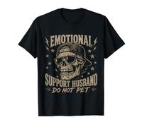 Funny Skull Emotional Support Husband Do Not Pet Mens Camiseta