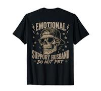 Funny Skull Emotional Support Husband Do Not Pet (ON Back) Camiseta