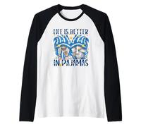 Funny Sleep Quote Life Is Better In Pajamas GNOME Mom & Dad Camiseta Manga Raglan