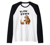 Funny Sloth and Snail Hilarious Slow Down Sloth Meme Camiseta Manga Raglan