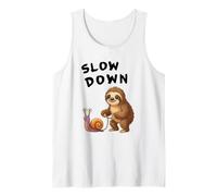 Funny Sloth and Snail Hilarious Slow Down Sloth Meme Camiseta sin Mangas