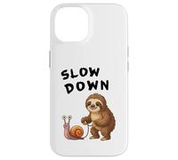 Funny Sloth and Snail Hilarious Slow Down Sloth Meme Carcasa para iPhone 14