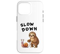 Funny Sloth and Snail Hilarious Slow Down Sloth Meme Carcasa para iPhone 16 Pro MAX