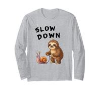 Funny Sloth and Snail Hilarious Slow Down Sloth Meme Manga Larga