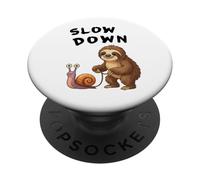 Funny Sloth and Snail Hilarious Slow Down Sloth Meme PopSockets PopGrip Adhesivo