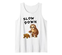Funny Sloth and Turtle Hilarious Slow Down Sloth Meme Camiseta sin Mangas