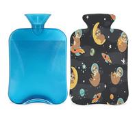 Funny Sloth Astronaut - Botella de agua caliente con tapa, 2 L, gran capacidad, bolsa de agua para noches acogedoras, alivio del dolor, espalda, cuello y hombros