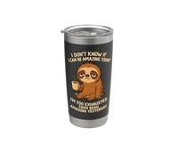 Funny Sloth - Demasiado agotado por ser increíble ayer Vaso térmico de acero inoxidable de doble pared