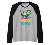 Funny Sloth I Can't Adult Today Lazy Humor Diseño Gráfico Camiseta Manga Raglan