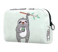 Funny Sloth Welcome to The Jungle - Bolsa de cosméticos para mujer, neceser de viaje, bolsa organizadora de maquillaje grande con cremallera, multicolor, 18.5x7.5x13cm/7.3x3x5.1in, Neceser