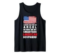 Funny Smartass American Boyfriend America USA Flag Camiseta sin Mangas