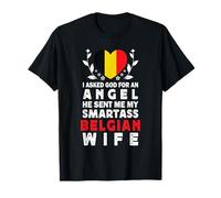 Funny Smartass Belgian Wife Belgium Flag Spouses Camiseta