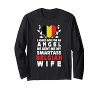Funny Smartass Belgian Wife Belgium Flag Spouses Manga Larga