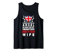 Funny Smartass British Wife UK Flag Spouses Camiseta sin Mangas