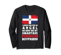 Funny Smartass Dominican Boyfriend Dominican Republic Flag Manga Larga