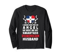 Funny Smartass Dominican Husband Dominican Republic Flag Manga Larga