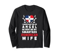 Funny Smartass Dominican Wife Dominican Republic Flag Manga Larga