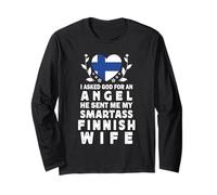 Funny Smartass Finnish Wife Finland Flag Spouses Manga Larga