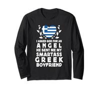 Funny Smartass Greek Boyfriend Greece Flag Manga Larga