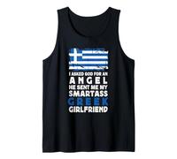 Funny Smartass Greek Girlfriend Greece Flag Camiseta sin Mangas