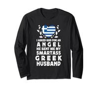 Funny Smartass Greek Husband Greece Flag Spouses Manga Larga