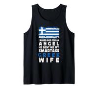 Funny Smartass Greek Wife Greece Flag Spouses Camiseta sin Mangas
