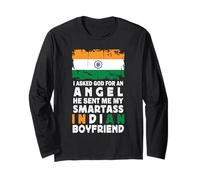 Funny Smartass Indian Boyfriend India Flag Manga Larga