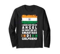 Funny Smartass Indian Girlfriend India Flag Manga Larga