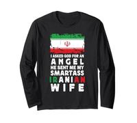 Funny Smartass Iranian Wife Iran Flag Spouses Manga Larga