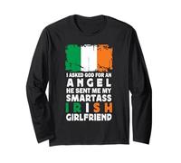 Funny Smartass Irish Girlfriend Ireland Flag Manga Larga