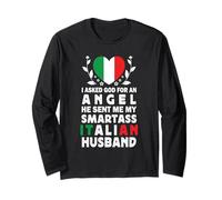 Funny Smartass Italian Husband Italy Flag Spouses Manga Larga