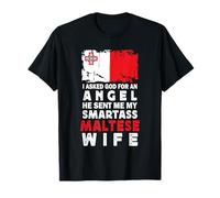 Funny Smartass Maltese Wife Malta Flag Spouses Camiseta