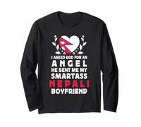 Funny Smartass Nepali Boyfriend Nepal Flag Manga Larga