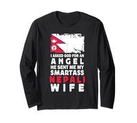 Funny Smartass Nepali Wife Nepal Flag Spouses Manga Larga